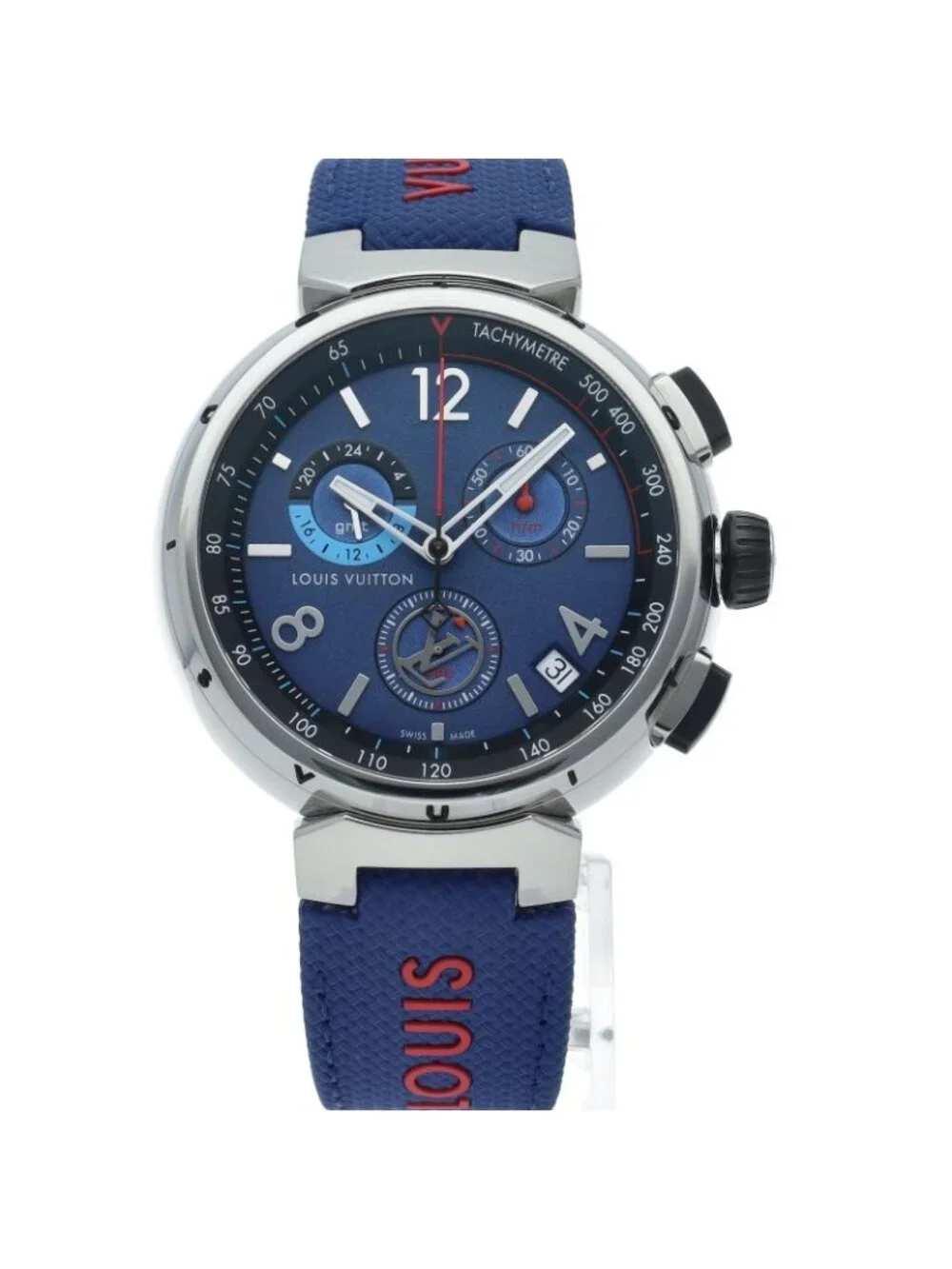 Louis Vuitton Tambour Outdoor Chronograph GMT Watch 44 Box SS Rubber Time
